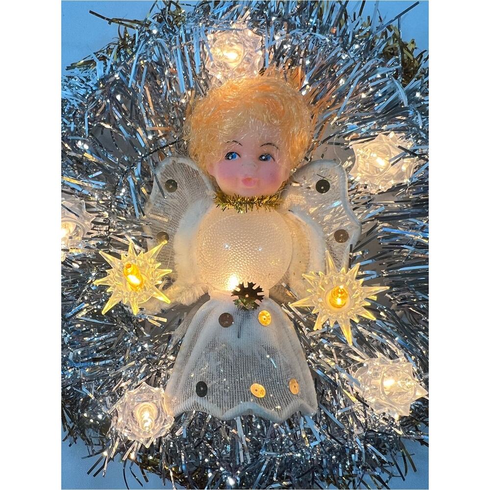 Vintage Mid Cenutry Angel Tree Topper Top or Christmas Decor Lighted Restored - Picture 2 of 13
